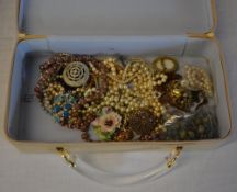 Estee Lauder vanity box with vintage costume jewellery