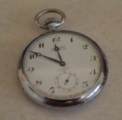 Montine of Switzerland nickel chrome railway pocket watch, with back engraved LMR 151,