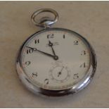 Montine of Switzerland nickel chrome railway pocket watch, with back engraved LMR 151,