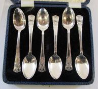 Cased set of silver teaspoons Sheffield 1934 King George V Royal Jubilee 1910-35 weight 1.