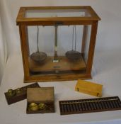 Cased balance scales, miniature scales,