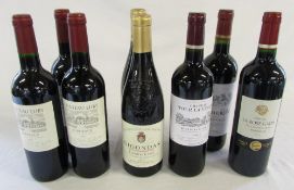 9 bottles of red wine - Chateau Luby Bordeaux 2014 (3), Vin Des Cotes du Rhone Gigondas 2012 (2),