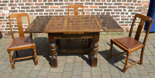 1930s draw leaf table with 3 chairs