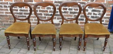 4 Victorian balloon back chairs with drop seats