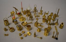 Collection of miniature brass items,