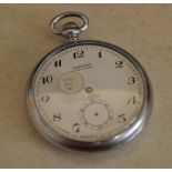 Montine of Switzerland nickel chrome railway pocket watch,