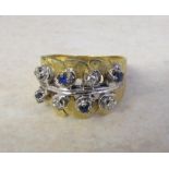 18ct gold gold sapphire & diamond ring in the style of Marco Bicego size R weight 9.