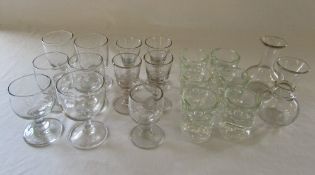 Selection of vintage glassware inc 2 Victorian 1 gill measures (one with VR monogram),