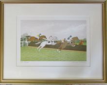 Signed French Artist's Proof limited edition lithograph no 40/42 of a horse racing scene by Vincent