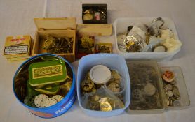 Large quantity of pocket watch spares and parts including movements, gears,