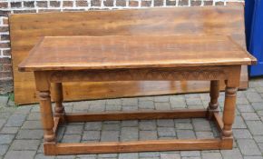 Oak refectory table and large spare top