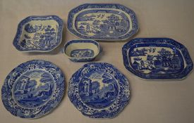 Blue & white Spode including a meat dish