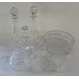 Various cut glass inc pair of decanters,