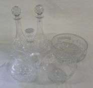 Various cut glass inc pair of decanters,