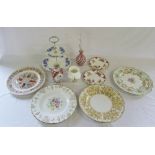 Assorted cabinet plates inc Spode, Royal Crown Derby and Coalport, Royal Grafton cake stand,