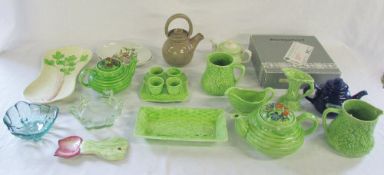 Various ceramics and glassware inc teapots and Wedgwood