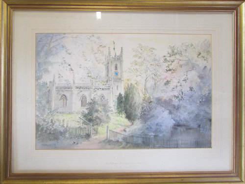 Watercolour of St Peters Church, - Image 2 of 3