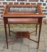 Edwardian 'Bijouterie' inlaid cabinet on square tapered legs with under tier and cross banded top