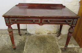 Victorian scrumbled pine side table painted to give the appearance of Malachite inlay