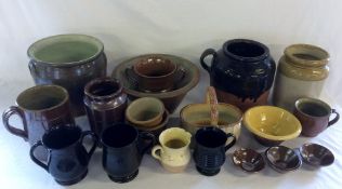 Various items of 19th century ceramic kitchenalia including saltglaze