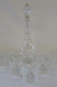 Cut glass decanter with glasses