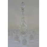 Cut glass decanter with glasses