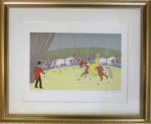Signed limited edition French artist's proof lithograph 39/52 of a circus scene with dancing horses