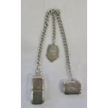 Silver Albert chain, fob Birmingham 1898,