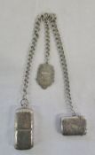 Silver Albert chain, fob Birmingham 1898,