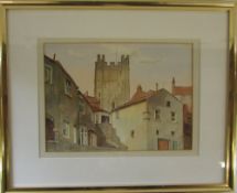 Watercolour of Richmond Castle signed and dated H Holmes 1915 54 cm x 44 cm