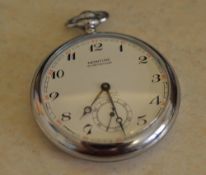 Montine of Switzerland nickel chrome railway pocket watch,