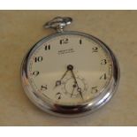 Montine of Switzerland nickel chrome railway pocket watch,