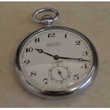 Montine of Switzerland nickel chrome railway pocket watch,