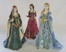 3 Royal Worcester limited edition figurines - The Fair Maiden of Astolat 7007/7500,