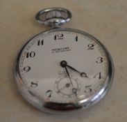 Montine of Switzerland nickel chrome railway pocket watch,