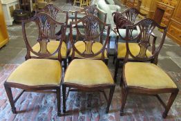6 reproduction Hepplewhite shieldback chairs inc 2 carvers