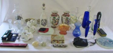 Various ceramics inc Royal Worcester and Coalport, decanters, watches, camera, torches,