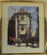 Watercolour of Cromer High Street by Ken Hayes 40 cm x 46.