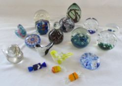 Assorted paperweights inc Mdina, limited edition 'Blue flower' Whitefriars Caithness 84/250,