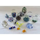 Assorted paperweights inc Mdina, limited edition 'Blue flower' Whitefriars Caithness 84/250,