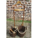 Gents valet stand & 2 wooden pails