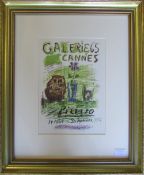 Pablo Picasso lithograph advertising the Galerie 65 exhibit in Cannes 1956 50 cm x 60 cm