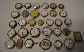 Large quantity of hallmarked silver wristwatch bodies for spares/repair