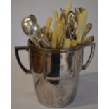 Large silver plated trophy cup/vase and quantity of silver plated cutlery