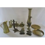 Assorted brass ware inc candlesticks
