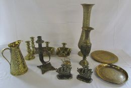 Assorted brass ware inc candlesticks