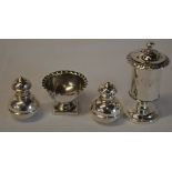 Pair of silver pepper pots,