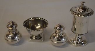 Pair of silver pepper pots,