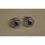 Pair of 18ct white gold sapphire and diamond earrings