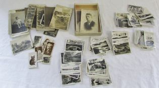 Assorted vintage photographs and Senior Service photographic cigarette cards inc Dogs